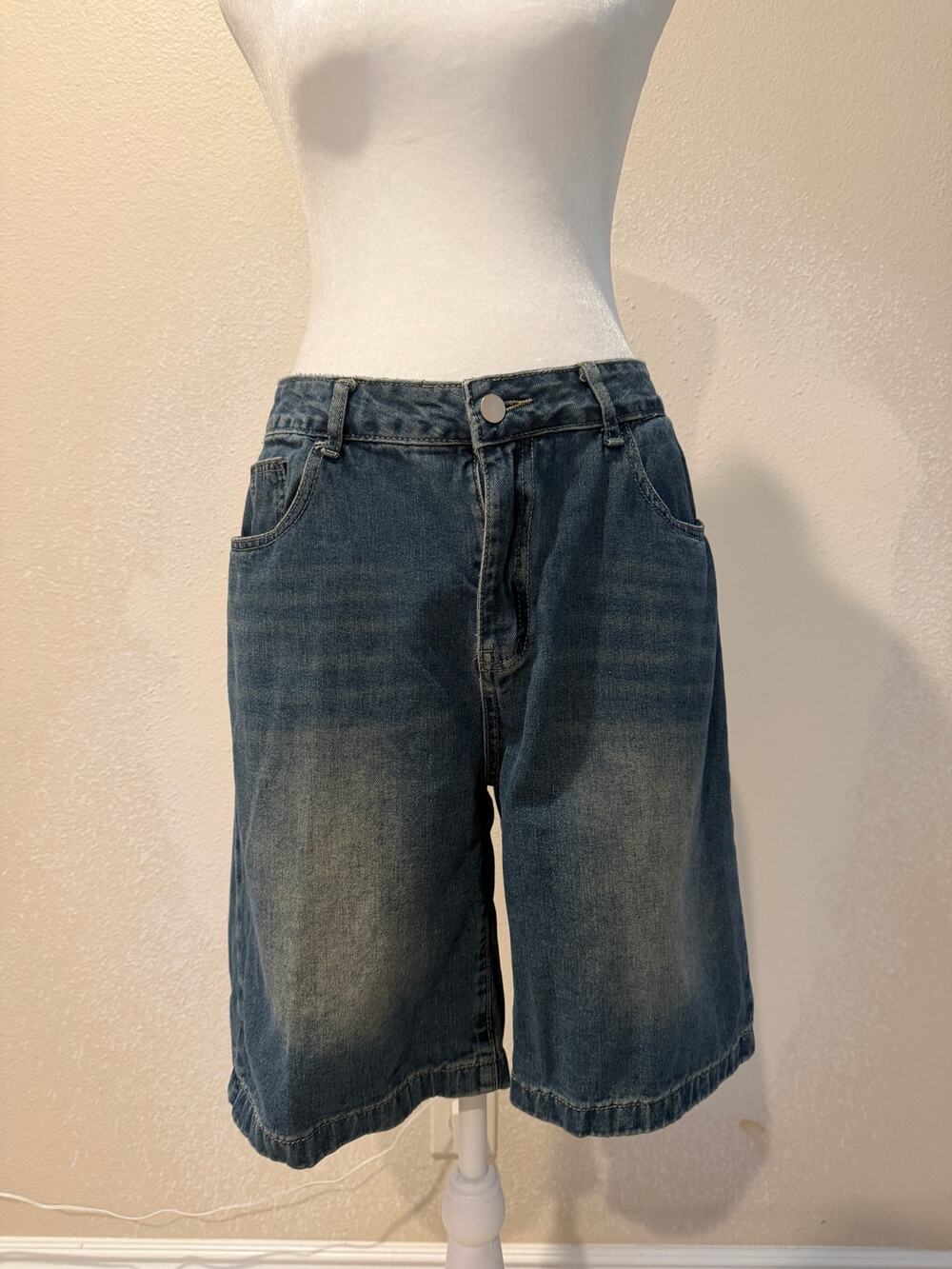 Washed Blue Denim Bermuda Shorts